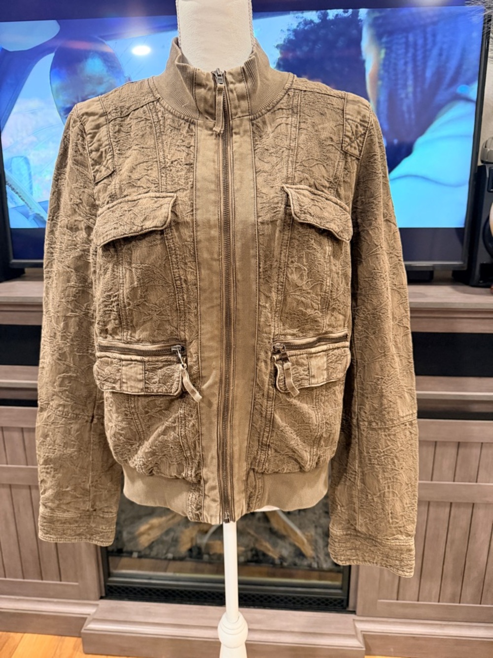 Marrakech Olive Brown Zip-Up Utility Jacket